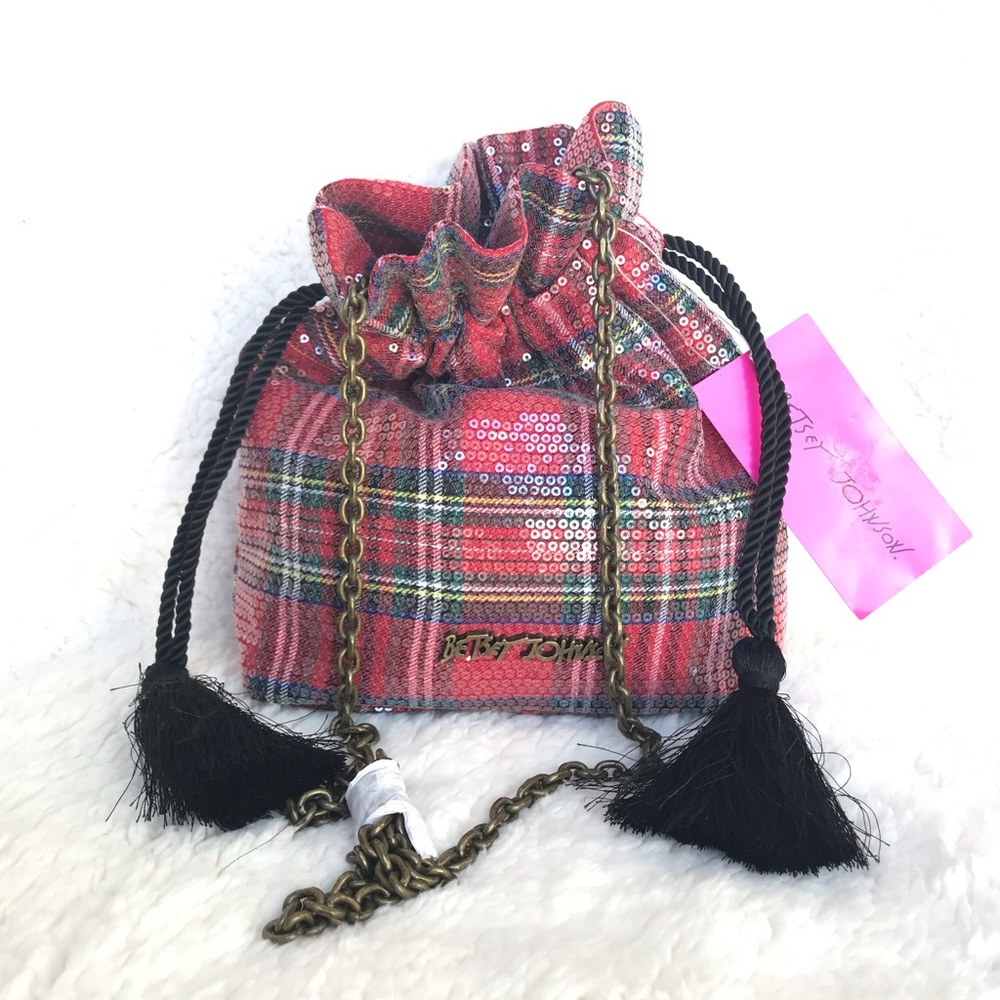 🆕Betsey Johnson Sequin Drawstring small tote